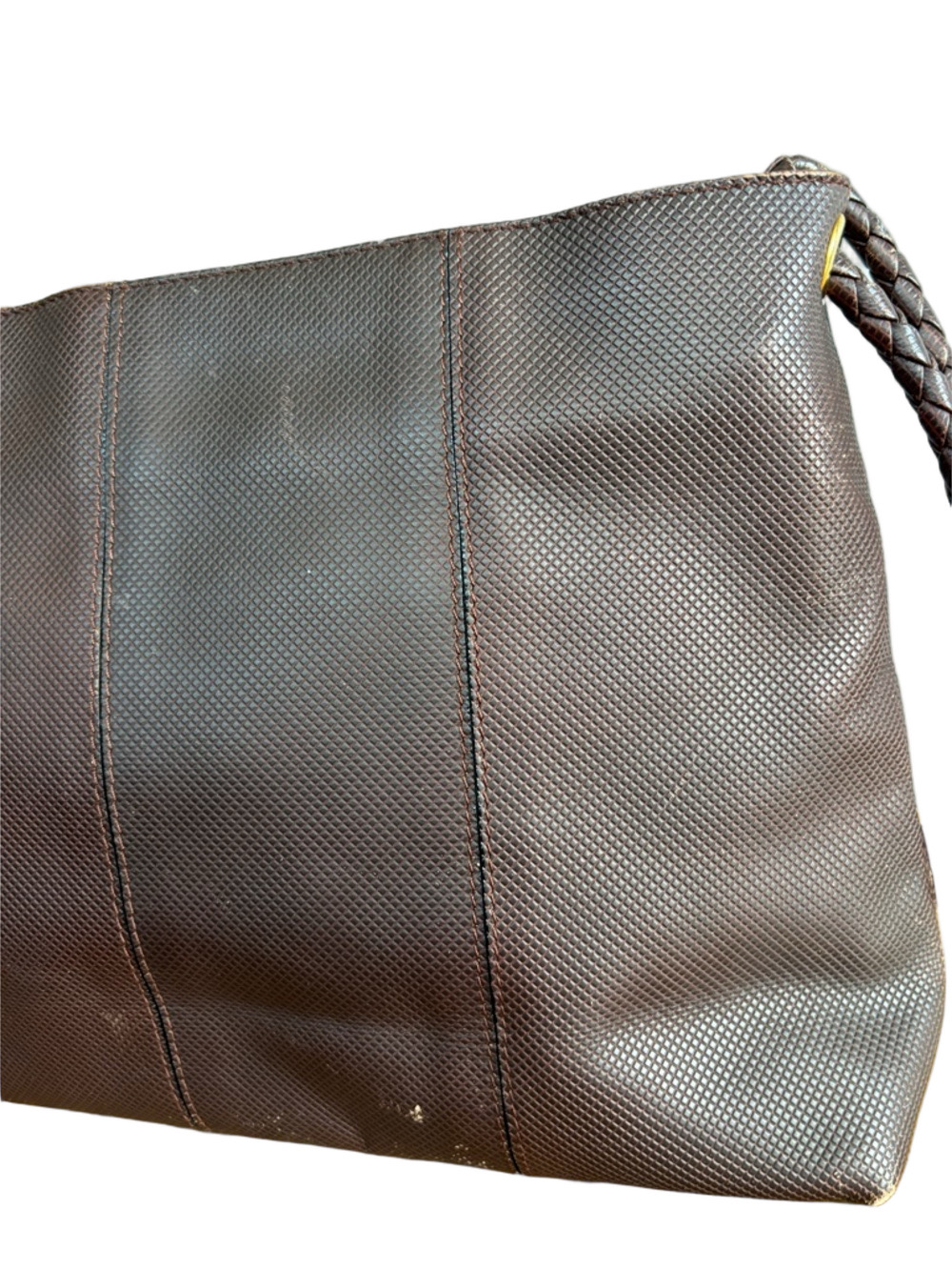 Bottega Veneta Vintage Brown Leather Shoulder Bag Minimalist Woven Detail - Picture 12 of 16